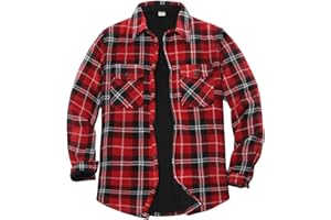 ZENTHACE Men's Warm Sherpa Lined Fleece Plaid Flannel Shirt Jacket(All Sherpa Fleece Lined)