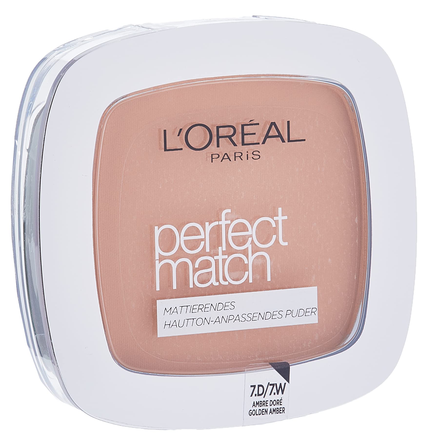 L'Oréal Paris Perfect Match Powder #7.D/7.W Golden Amber 9g SPF 8 Matte Compact Powder with Mirror and Sponge