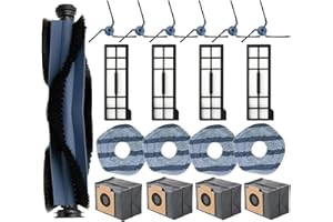 LIWOOWE 19 PCS Vacuum Accessories For Eufy X10 Pro Omni Cleaner Robot, 1 Main Brush, 6 Side Brushes, 4 Mop Cloth Pads, 4 Vacuum Dust Bags, 4 Hepa Filters