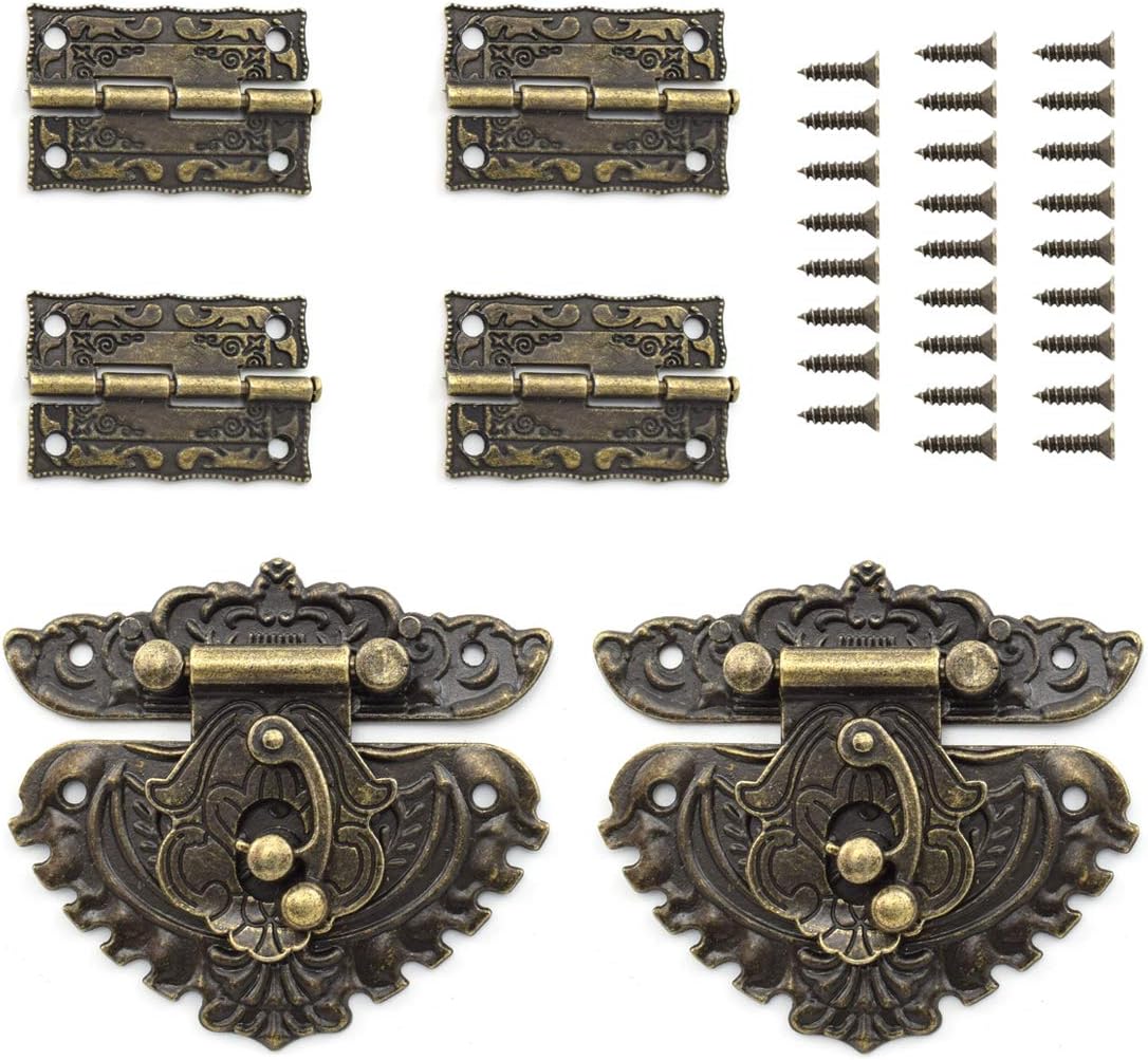 SDTC Tech Retro Jewelry Box Hinge and Engraved Vintage Bronze Hasp