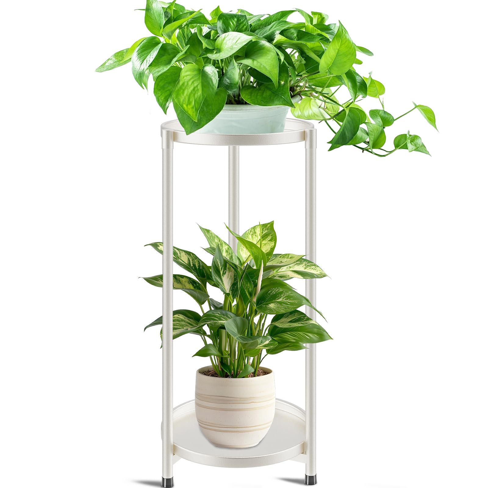 KHayRovies 2 Tier Plant Stand Indoor Tall, Corner Round Plant Stand for Indoor Multiple Plants, Metal Flower Pot Stands Outdoor Holders Plant Shelf Display Rack for Balcony Living Room