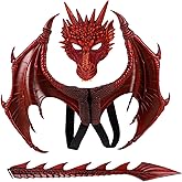 Alodidae Dragon Costumes Set Devil Wings Demon Tail Dino Mask for Halloween Masquerade Party Cosplay