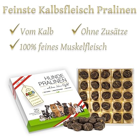 Alto-Petfood - Premium Hunde-Pralinen vom Kalb | in Hochwertiger Geschenk-Box | 100% Naturprodukt | Besondere Hundeleckerlies