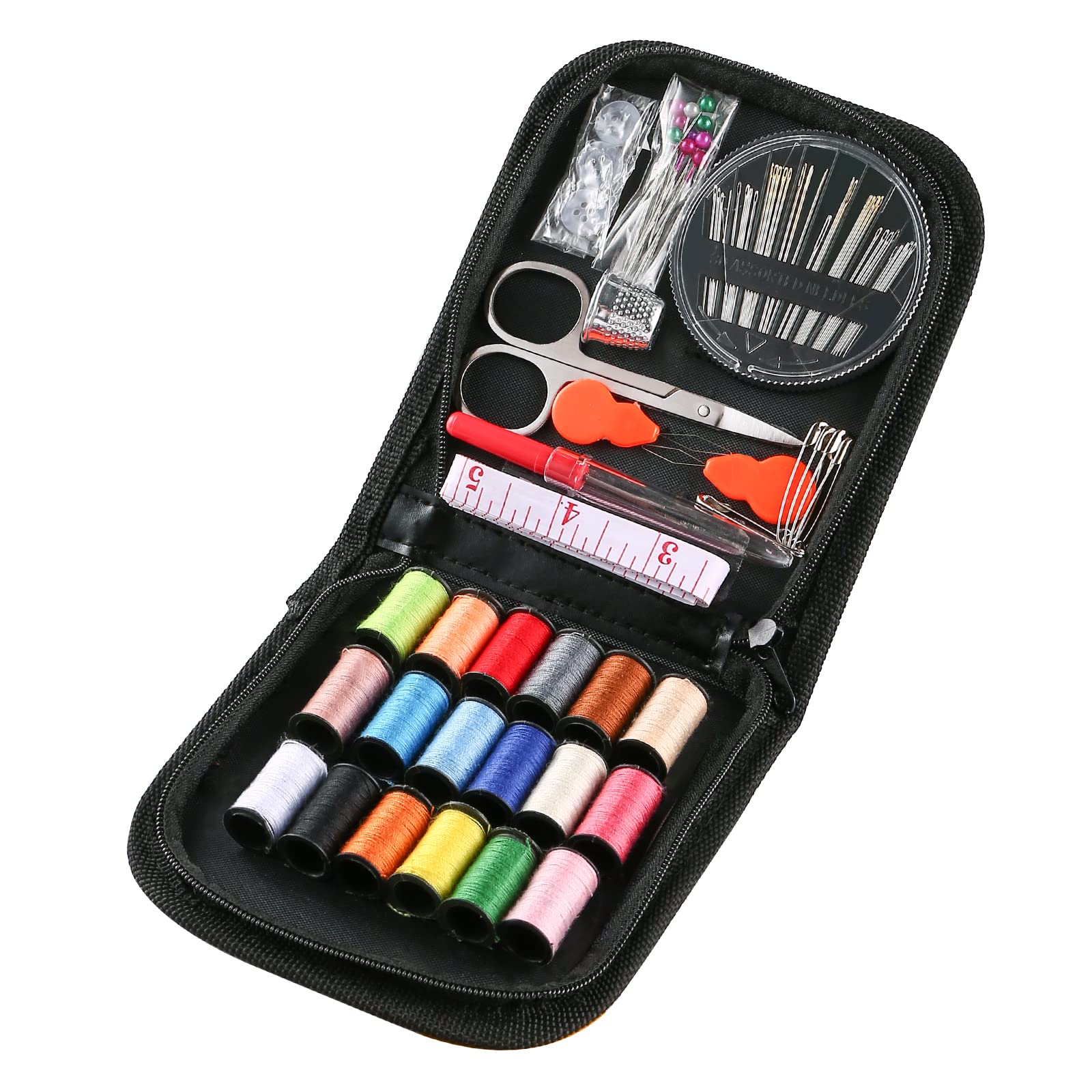 AUERVO Travel Mini Sewing Kit, Over 70 Premium Supplies, Filled with Needles, Scissors, Thimble, Thread, Tape Measure
