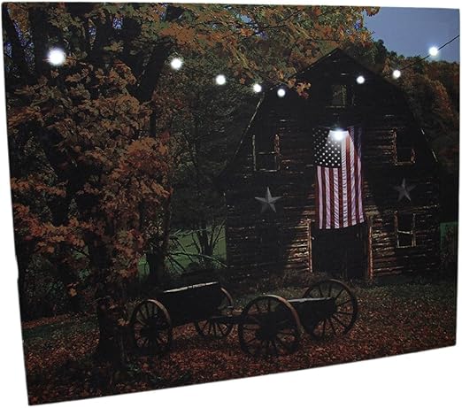 Amazon Com Zeckos American Flag On Country Barn In Fall Led