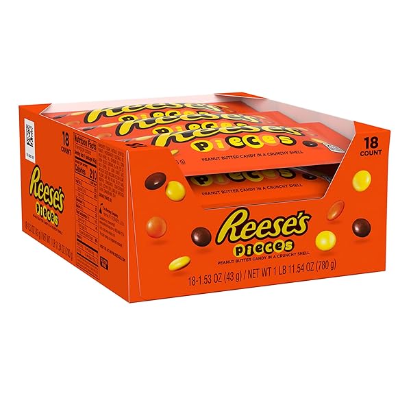 REESE’S PIECES PEANUT BUTTER IN A CRUNCHY SHELL, CANDY BAGS, 1.53 OZ (18 COUNT)