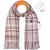 EN'DA professional Heated Scarf for Women, Rechargeable Neck Warmer with Battery for Winter Cold Weather, Pink Plaid