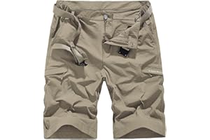 KOLONGVANGIE Quick Dry Hiking Shorts Men's Cargo Casual Outdoor 4-Way Stretchy Lightweight Summer Short with Multi Pockets 30-46 (No Belt)