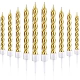Blulu 50 Pieces Spiral Cake Candles in Holders
