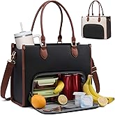 LOVEVOOK Lunch Tote Bag for Women, 3 in 1 Work Bag with Insulated Lunch Compartment, 15.6 Inch Laptop Tote Bag for Teacher, Nurse, Business, Office