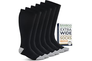 Pembrook 3 Pairs Plus Size Compression Socks Wide Calf - Bamboo Viscose Compression Socks for Women Wide Calf