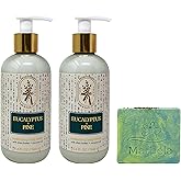 Bath & Body Works Aromatherapy Eucalyptus Pine - 2 Mosturizing Body Lotion with a Fresh Forest Bar Soap