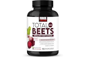 Force Factor Total Beets Blood Pressure Support Beet Root Capsules, 1800mg Organic Beet Root Powder Beet Supplement with Hawthorn Berry to Support Circulation and Blood Flow, 90 Vegetable Capsules
