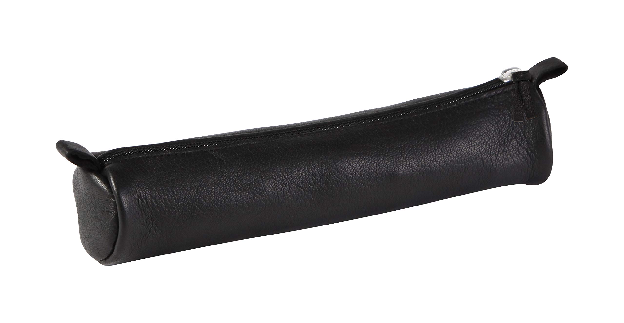 Clairefontaine 8324C - One Round Schoolbag - Dimensions: Ø 3,5 x 18 cm - Made of Genuine Lambskin Leather - Black Colour - Multi-Functional - Practical