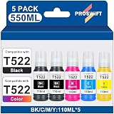 Replacement for Epson 522 High Capacity Ink Refill Bottles Works with EcoTank ET-2400 ET-2720 ET-2800 ET-2803 ET-2840 ET-4700 ET-4800 ET-4810 ET-3760 ET2760 ET2750 ET-4760 ET-2850 ET-15000 (550ML)