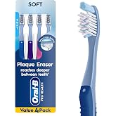 Oral-B Toothbrush Pro-Health Plaque Eraser Manual Toothbrush, Reaches Deeper Between Teeth, Soft, 4 Count