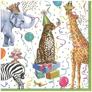 Caspari Party Animals Paper Luncheon Napkins - 20 Per Package