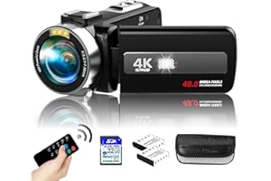 Dumjug Video Camera 4K Night Vision Camcorder Digital, 48MP Vlogging Camera for YouTube, 18X Digital Zoom Camera Recorder 3" IPS Touchscreen with 32GB SD Card, Remote, 2 Batteries