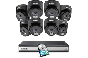 ZOSI C220 16CH 4K PoE Home Security Camera System, 16 Channel 4K 8MP NVR with 4TB HDD for 24/7 Record, 8 x 4MP(1440p) QHD 2.5K Dome IP Cameras Outdoor Indoor, Smart AI Human Detection, Two-Way Audio