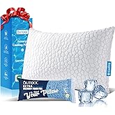 QUTOOL Cooling Pillow for Sleeping 1 Pack, CertiPUR-US Shredded Memory Foam Standard Pillow, Cool Pillow for Hot Sleepers Adjustable Firm Pillow for Side, Back, Stomach Sleepers Gift for Better Sleep