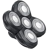 5 Head Shaver Head, Replacement Shaving Head For Shaver, Easy to Install Electric Shaver Head, 4D Rotary Cutting Head Double Ring Blade, Universal For 5 Head Shavers.