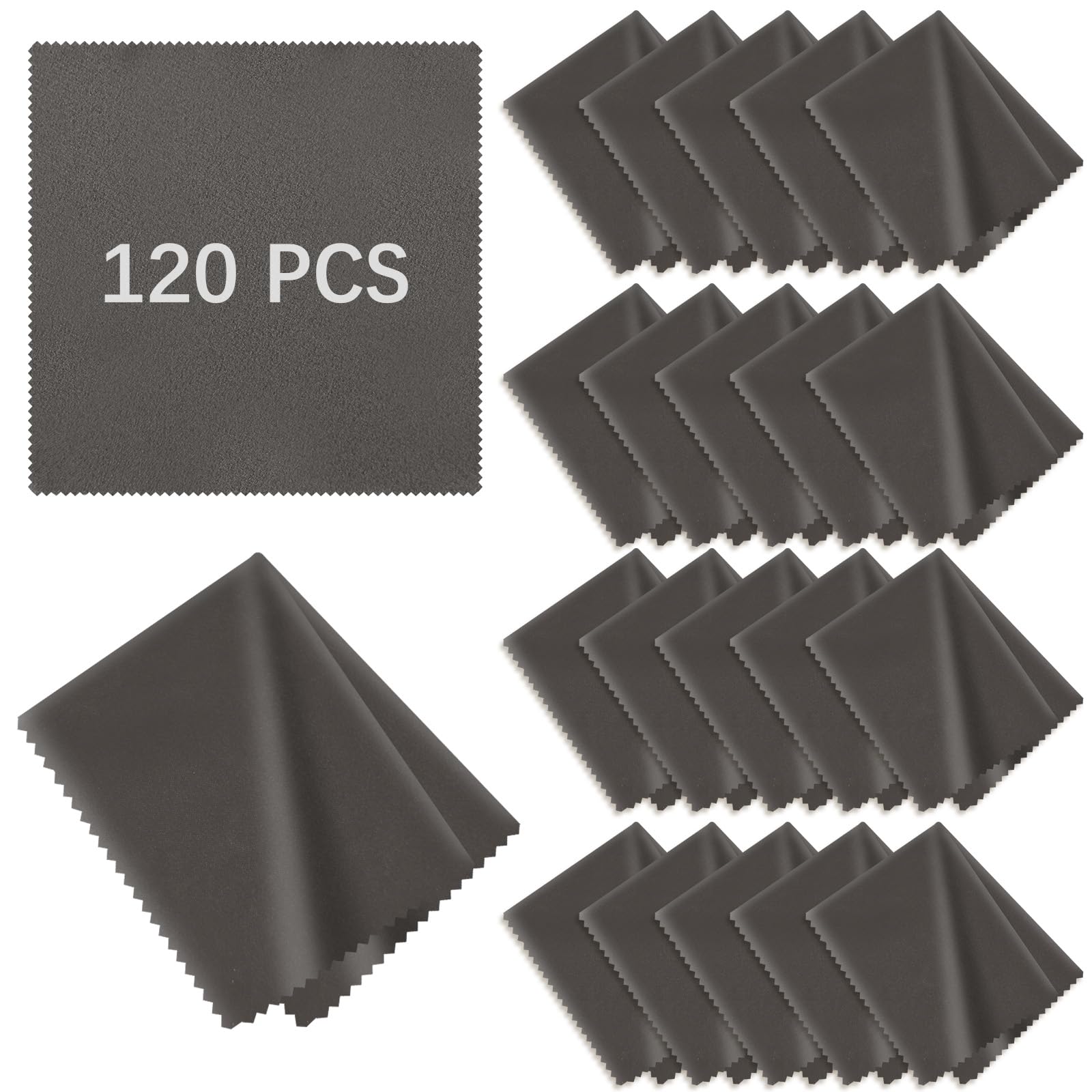 Photo 1 of 120 Pack Microfiber Cleaning Cloth for Glasses (5.5"x5.5"), Eye Glasses Clean Cloths Bulk Microfiber Lens Cleaner Cloth for Eyeglasses, Lenses, Silverware, Camera, Phones and Laptops