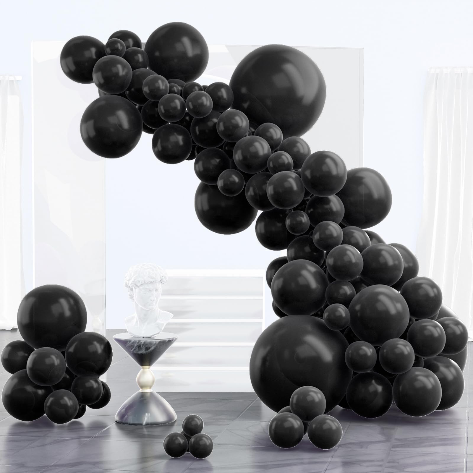 PartyWoo Black Balloon Garland Arch Kit 102 pcs Black Balloons 12/10/5 inch