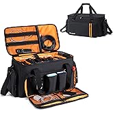 Mecozone DJ Gig Bag with 8 Detachable Dividers, DJ Cables Bag with 15.6'' Laptop Sleeve, Large Capacity Travel Musicians Gig Bag for DJ Gear, Music Equipment&Accessories, Black