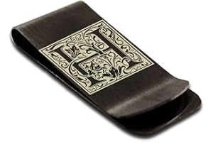 FLAMEREFLECTION Stainless Steel Money Clip For Men Dad Boy Friend Father Floral Initial Letter Box Monogram Wallet Cash Card Holder