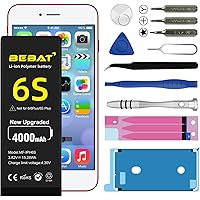 BEBAT Replacement for iPhone 6S Battery, 4000mAh High Capacity Li-ion Polymer Replacement Battery for Model A1633 A1688 A1700