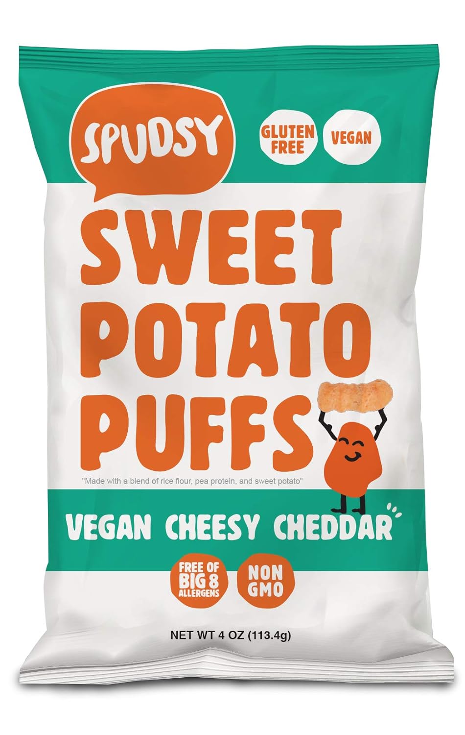Spudsy Cheesy Cheddar Sweet Potato Puffs [Vegan, Gluten Free, Kosher, Allergen Free, Plant Based | Made With Upcycled Sweet Potatoes | Antioxidant Superfood | Clean + Sustainable]