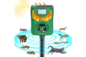 STINGMON Solar Ultrasonic Cat Repellent Outdoor to Keep Cats Away, Squirrel Repellent Outdoor, Animal Repellent Ultrasonic Outdoor with Motion Sensor for Dog, Raccoon, Skunk, Fox, Deer, Coyote, Rabbit, Mole