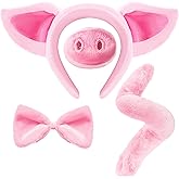 Spooktacular Creations Pink Pig Dalmatian Costume Set with Ears Nose Tail and Bow Tie, Animal Costume Accessories for Unisex
