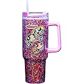 Spoontiques Powerpuff Girls 40oz Acrylic Travel Mug - Double Wall Acrylic with Sliding Lock Travel Lid and Straw - 11" Tall