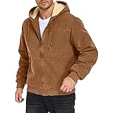 Oymyakon Men's Washed Work Jackets Sherpa Fleece Lined Workwear Coats Relaxed Fit Winter Hooded Utility Jacket