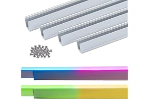 Shine Decor 3.3FT/1M Aluminum Track Channel Mounting Bracket, for 10mm W x 20mm H LED Neon Rope Lights, Pack of 6