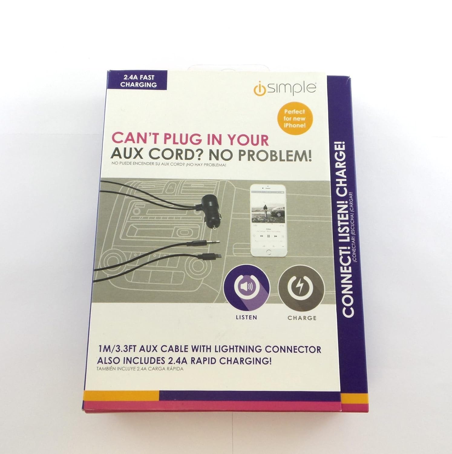 最適な材料 Ismj85bg車充電器with Isimple Auxケーブル Lightningコネクタ3 3 B0774mpcz9 Blk Ft シガーソケットチャージャー Jurnal Ulb Ac Id