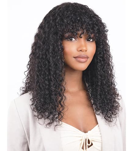 Amazon.com : ManeMajesty Red Deep Wave Wig with Bang 22 Inch  display picture 3