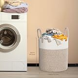 Univivi 40L Laundry Basket Foldable Khaki White Rope Toy Storage Basket view 2
