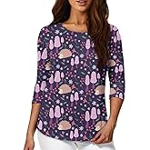 TODIYADDU Plus Size Tunic Tops for Women 3/4 Sleeve Suitable for Early Fall Spring Petite Long Sleeve Tops Casual T-Shirts