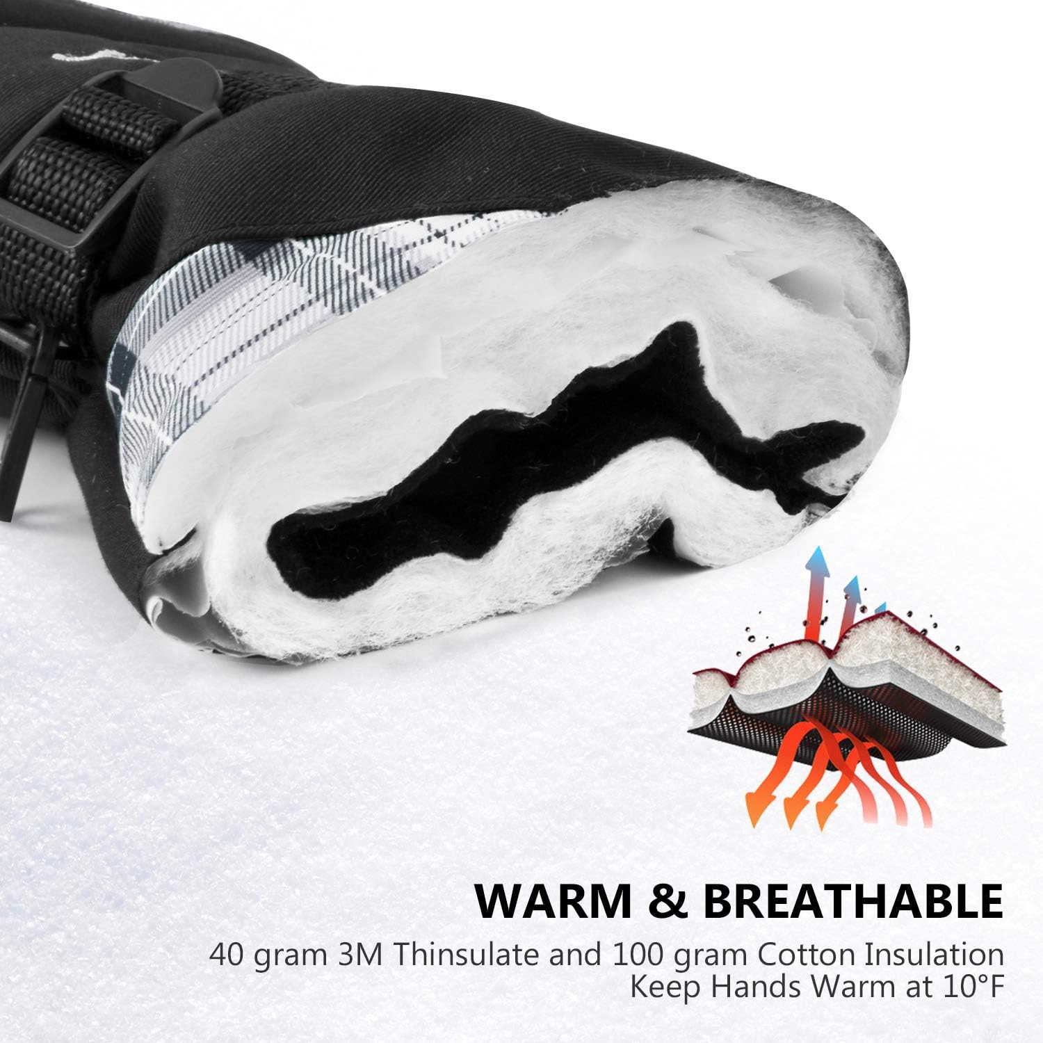 KINEED Waterproof Ski Gloves Touchscreen 3M Thinsulate Winter Warm Snow Gloves for Women Youth : Sports & Outdoors