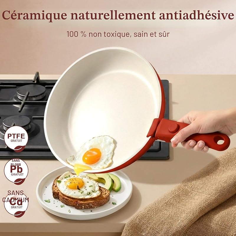 Set de Casseroles et Poêles Antiadhésif en Granit 11 Pièces