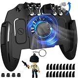Mikirini 20 in 1 Mobile Phone Game Controller w/built-in Battery & Cooling Fan for 4.5-6.7" iPhones/Android Phones, compatible with PUBG Mobile/Call of Duty Mobile/Fortnitee Mobile/Apex