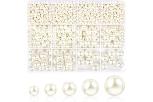 TLAOKLIU 1228pcs Pearl Beads for Jewelry Making Pearl Beads for Bracelets Pearl Beads for Crafts Pearl Beads for Bracelet Making Kit Pearl Beads with Holes for Jewelry Making, Imitation Pearls for Fillers