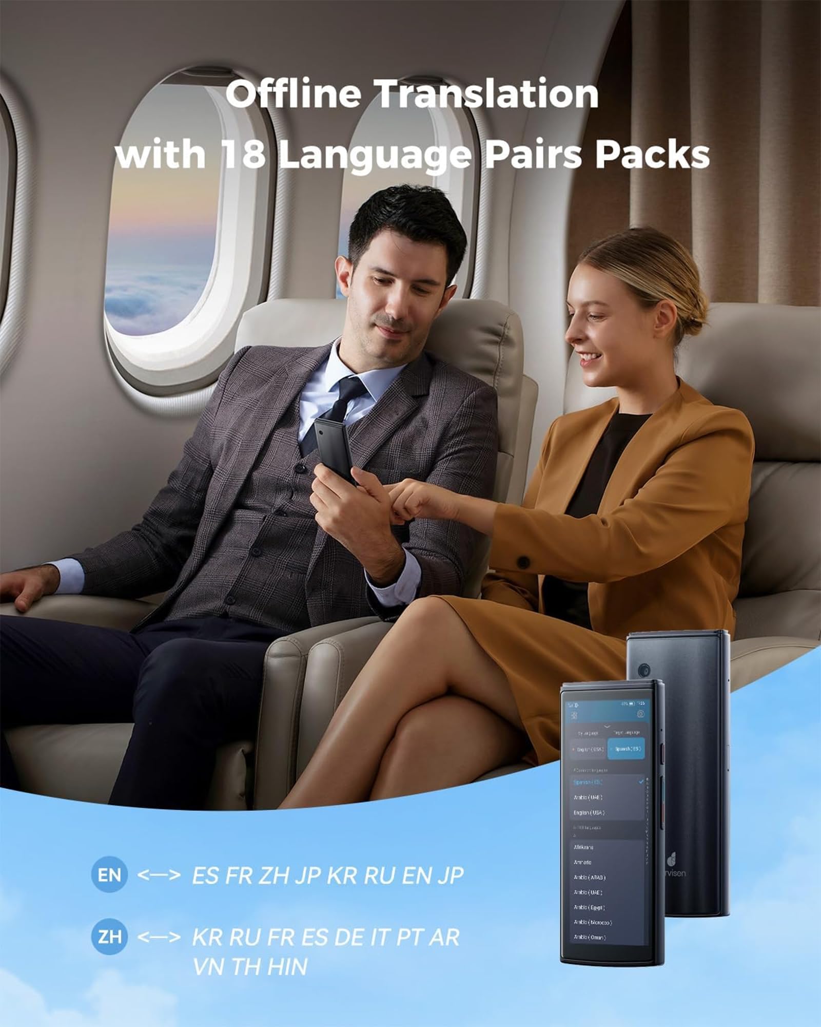 Jarvisen Language Translator Device, Two-Way Instant Voice Translator for 108 Languages, Real-Time Translation Device with Online Offline Translation, Portable Traductor for Travel, Business