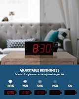 ROCAM Digital Projection Alarm Clock USB Charger Dimmable Bedroom Loud Snooze view 4