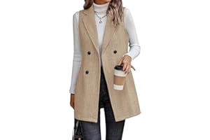 IDEALSANXUN Long Vest for Women Sleeveless Tweed Blazer Fall Jackets Cardigan Outerwear