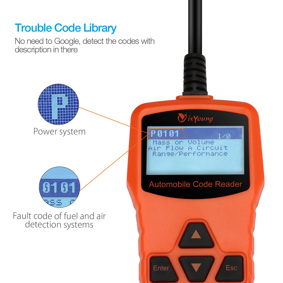 isYoung Vehicle Scan Tool OBD/EOBD CAN Diagnostic Tool 10 Modes OBDII Test + Quick Battery Health Check Engine Scanner for AUDI/VW/SKODA/BENZ/BMW/PORSCHE/GM & Other Car/SUV/Light Duty Vehicle(Orange)