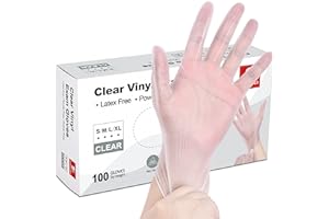 Schneider - Guantes de examen de vinilo transparente, sin látex, guantes médicos desechables, guantes de limpieza, seguros pa