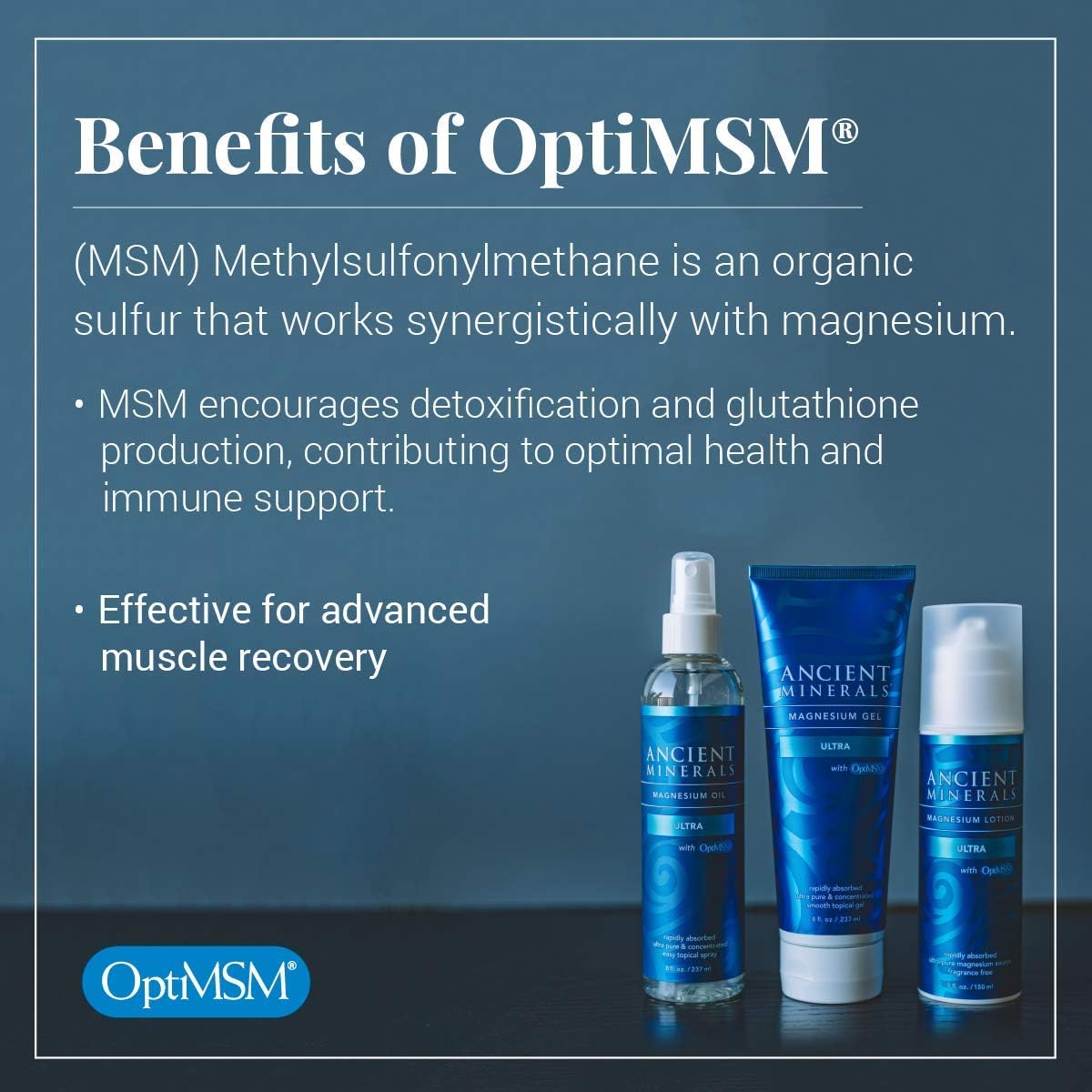 Ancient Minerals Magnesium Oil Spray Ultra with MSM - a Pure Zechstein Topical Magnesium Chloride Supplement with The Added Benefits of OptiMSM (8oz): Health & Personal Care